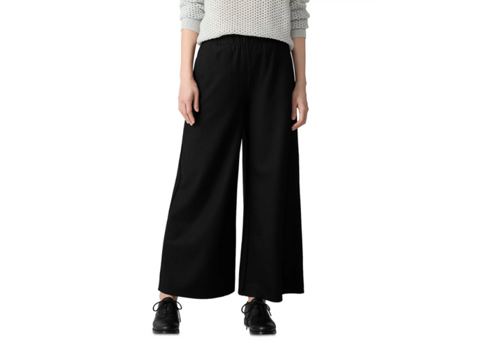 Eileen Fisher Wool Wide Leg Ankle Pants MSRP $248