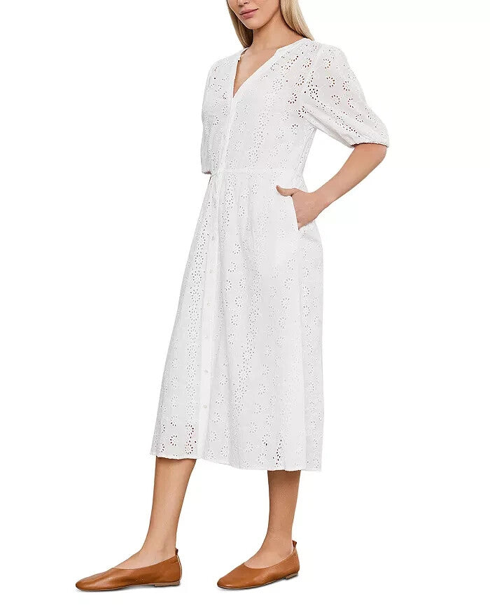 Velvet by Graham & Spencer Rori Eyelet Button Front Unlined Midi Dress MSRP $336