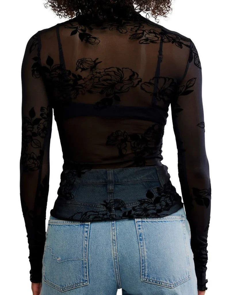FREE PEOPLE You Decide Sheer Long Sleeve Top MSRP $48