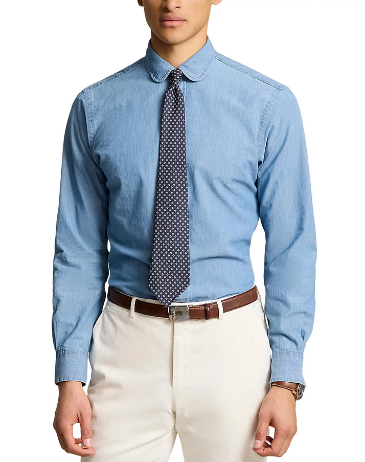 Polo Ralph Lauren Cotton Custom Fit Indigo Chambray Shirt MSRP $168