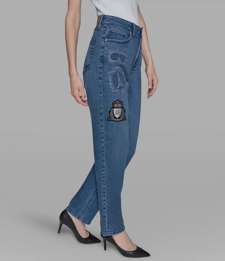 Karl Lagerfeld Straight Leg Jean with Patches MSRP $139