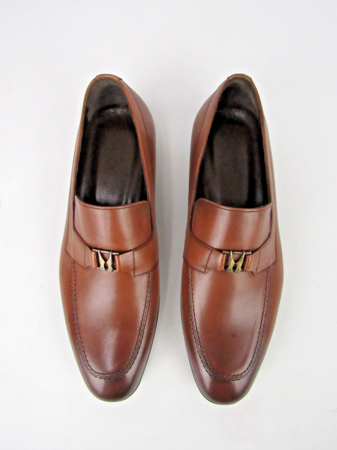 Elegant Men’s Classic Brown Genuine Leather Loafers – Handcrafted Size EU 42