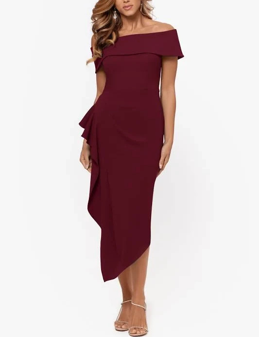 Betsy & Adam Off-The-Shoulder Ruffle Dress MSRP $239