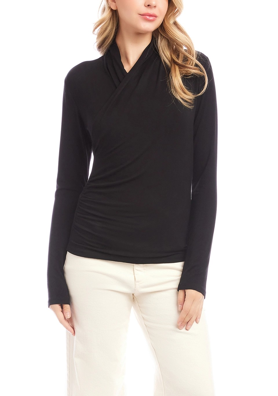 Karen Kane Crossover Side Shirred Top MSRP $98