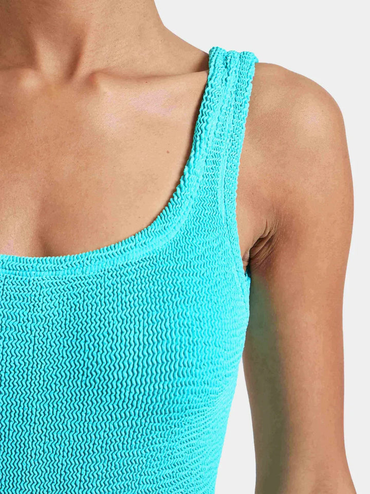 Hunza G Square Neck Crinkle One Piece Swimsuit MSRP $255