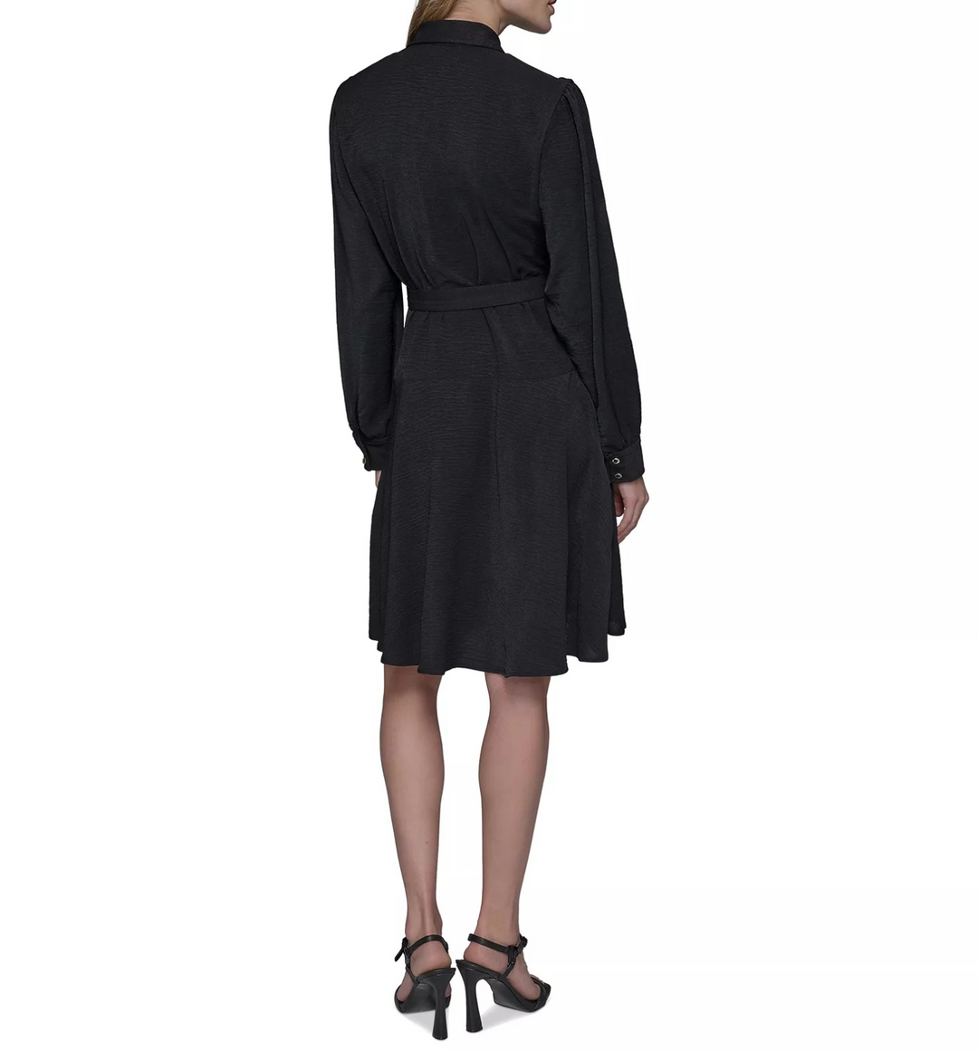 KARL LAGERFELD PARIS Women's Belted Button-Front Dress MSRP $148