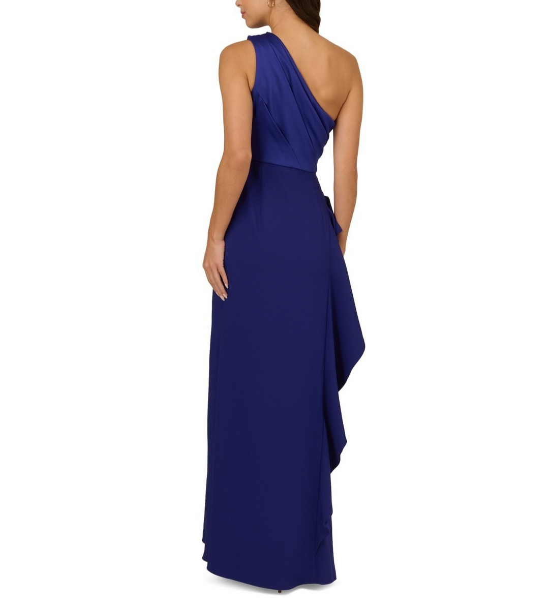 Adrianna Papell One-Shoulder Satin-Trim Draped Gown MSRP $199