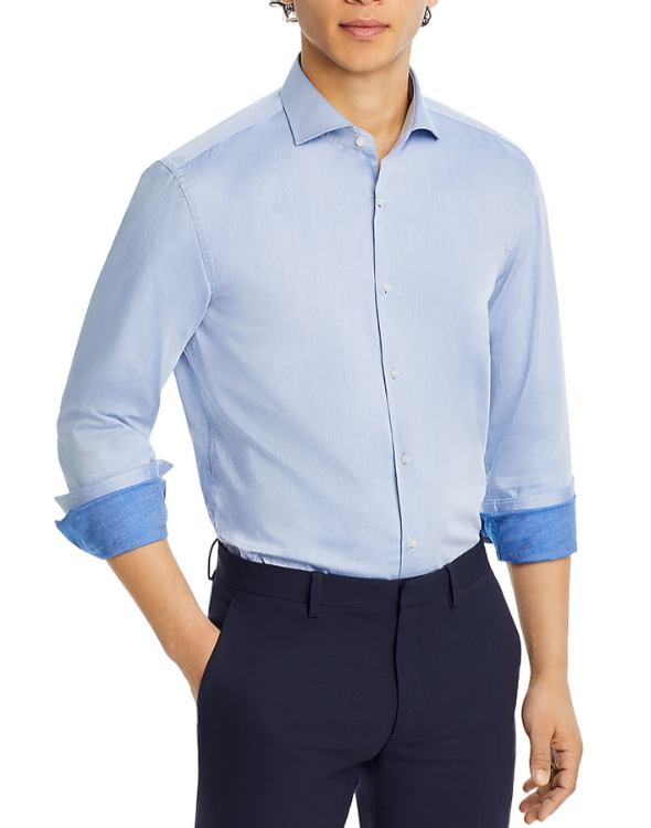 HUGO Kason Heathered Slim Fit Dress Shirt MSRP $118