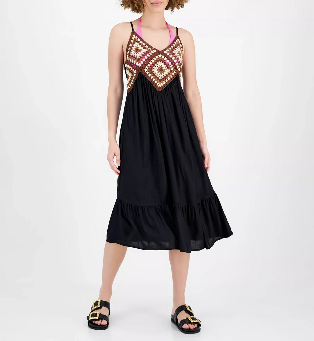 Raviya Women's Crochet-Bodice Midi Dress Cover-Up MSRP $48