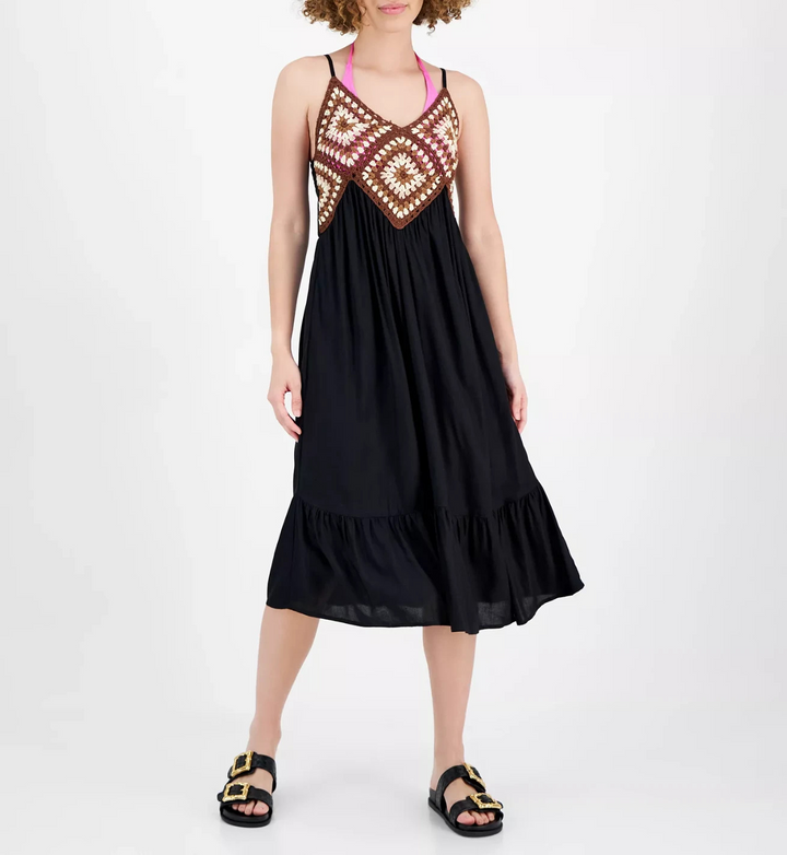 Raviya Women's Crochet-Bodice Midi Dress Cover-Up MSRP $48