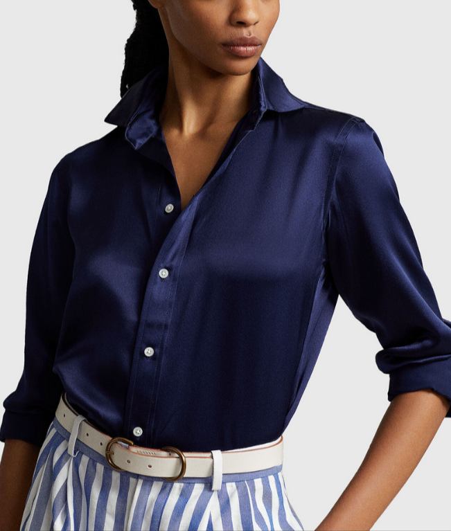 POLO Ralph Lauren Slim Fit Silk Shirt MSRP $298