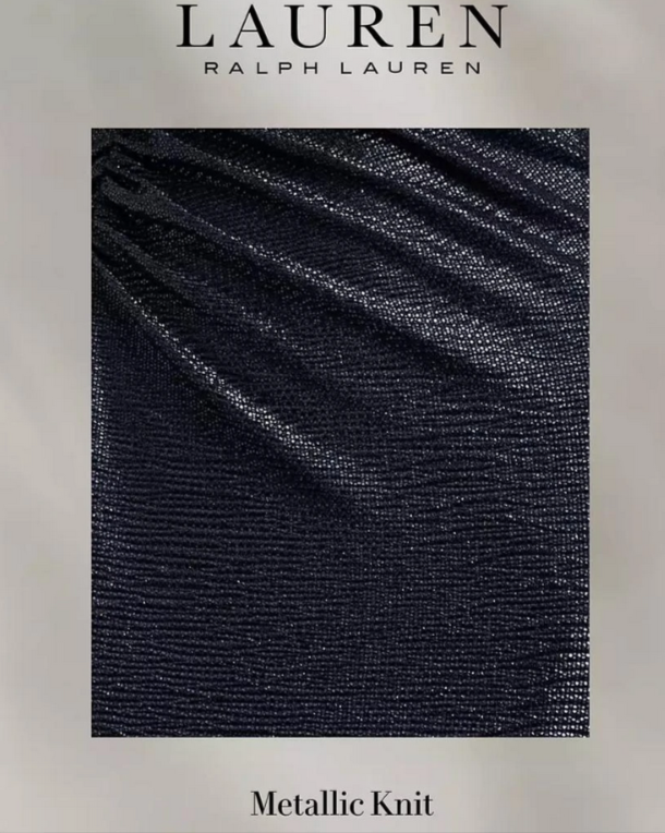 LAUREN Ralph Lauren Metallic Knit One Shoulder Gown MSRP $295