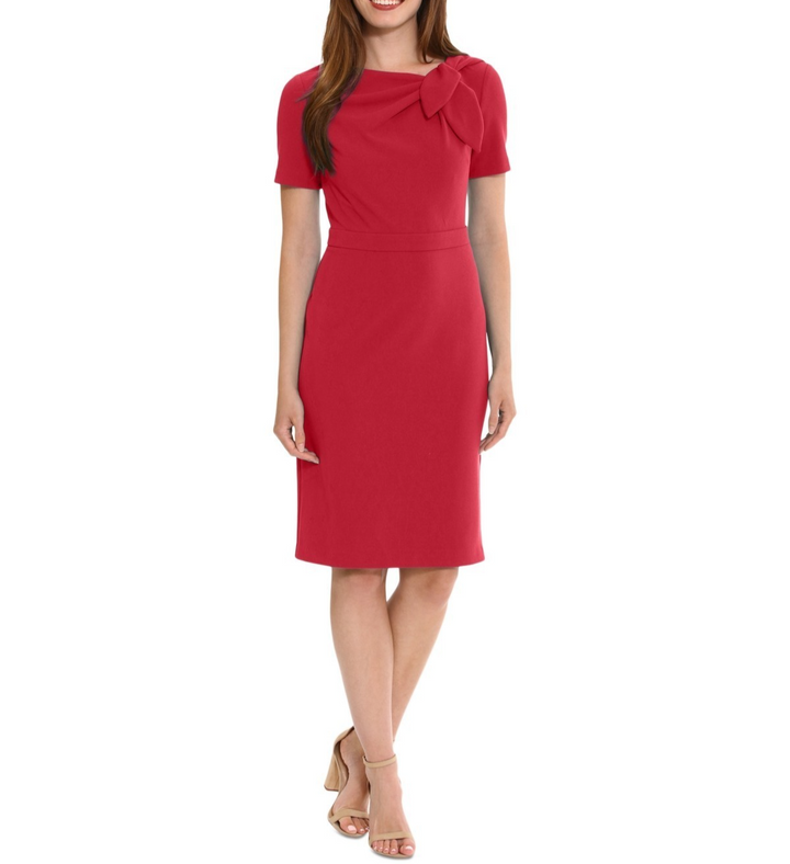 London Times Women's Side Tie-Neck Sheath Dress MSRP $99