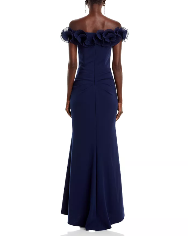 AQUA Ruffled Neck Evening Gown MSRP $268