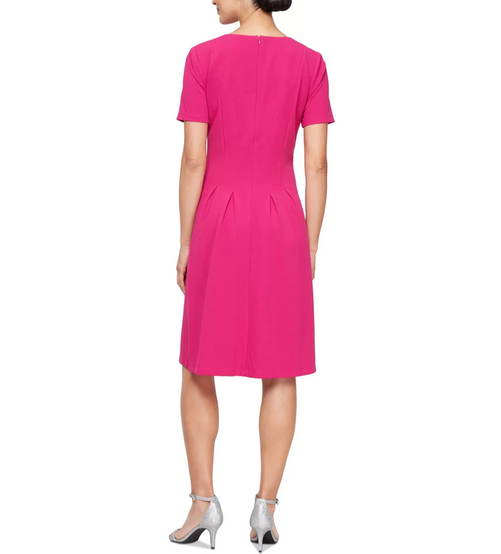 SL Fashions Women's Pleated A-Line Dress MSRP $79