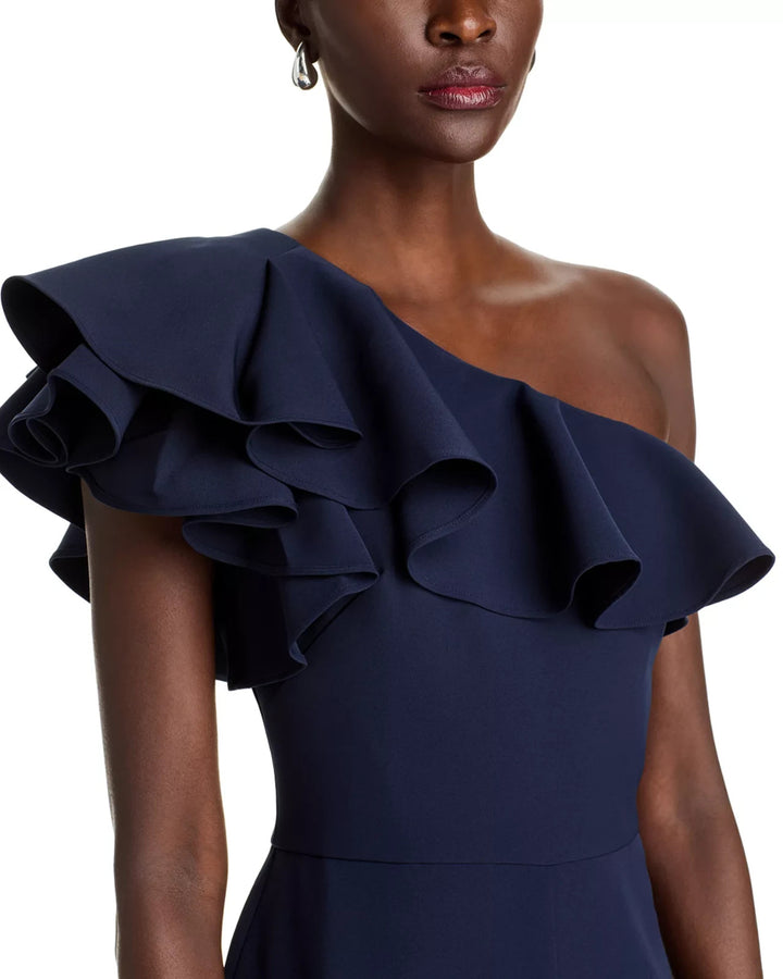 Eliza J One Shoulder Ruffle Jumpsuit MSRP $158