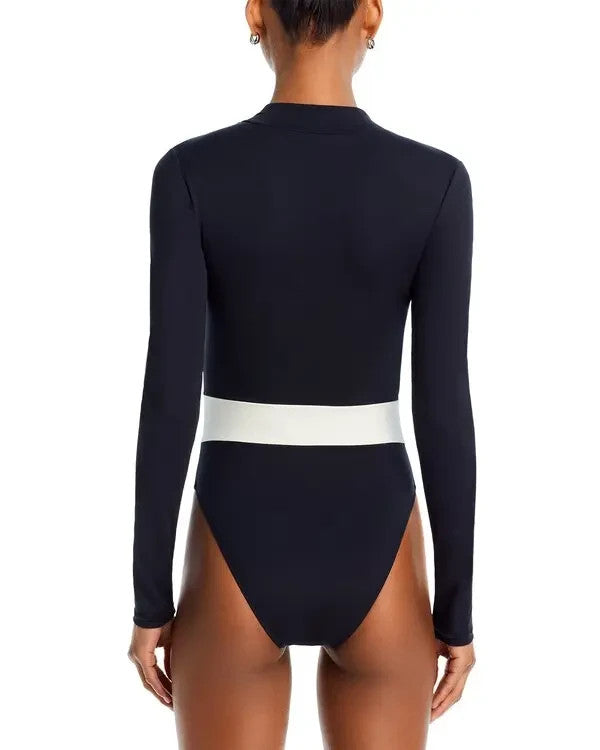 Solid & Striped Grainge the Priya Color Blocked Rashguard Swimsuit MSRP $268