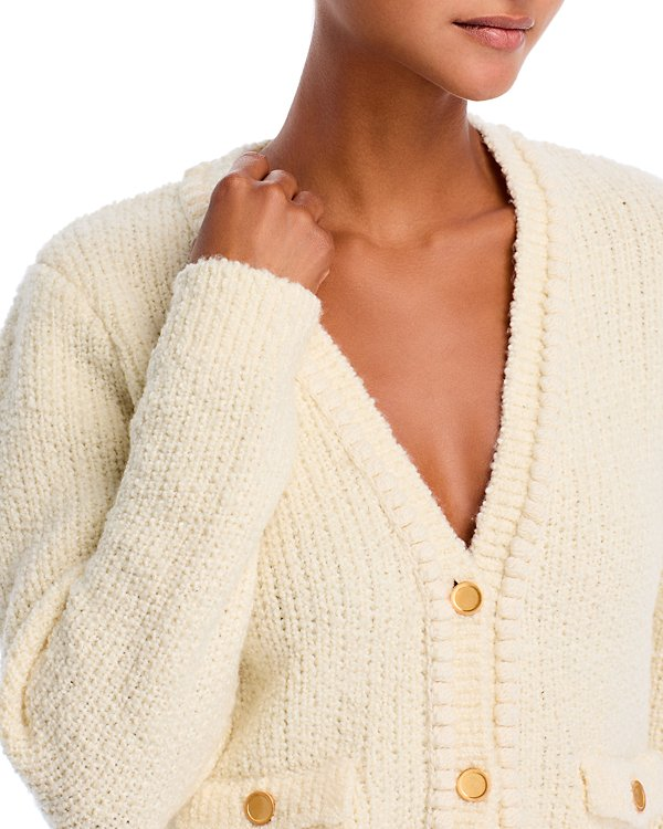 Frame V Neck Cropped Wool Cardigan Sweater MSRP $578