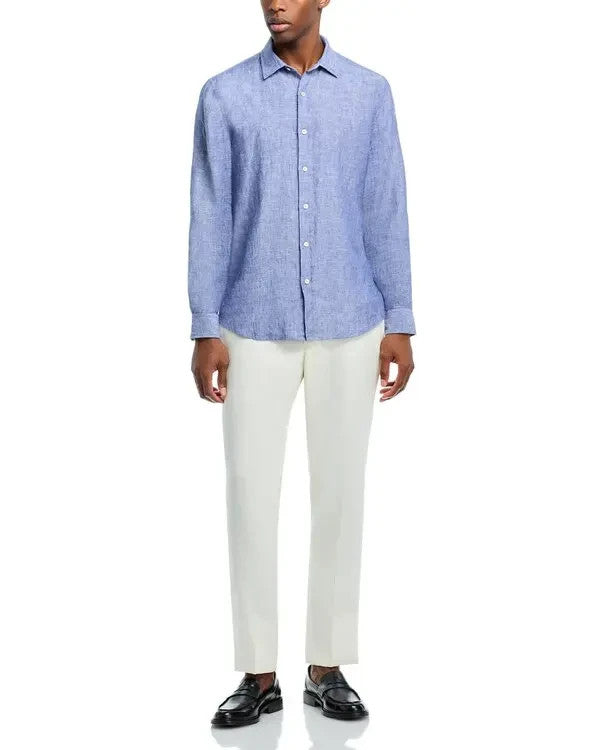 The Men's Store Yarn-Dyed Standard Fit Linen Shirt MSRP $108