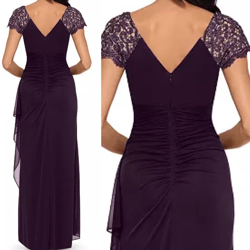 Xscape Lace-Sleeve Chiffon Gown MSRP $139