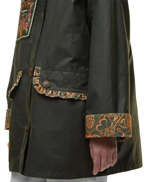 Barbour x FARM Rio Maria Clara Wax Jacket MSRP $800