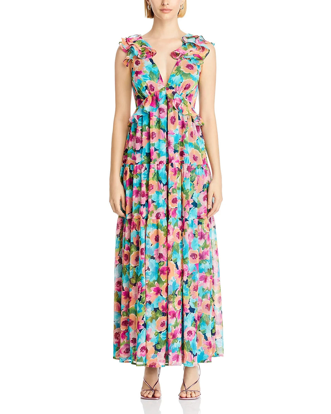 AQUA Ruffled Maxi Dress MSRP $128