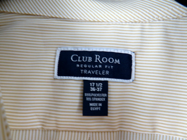 Club Room Regular Fit Traveler Fine Stripe Dress Shirt MSRP $60