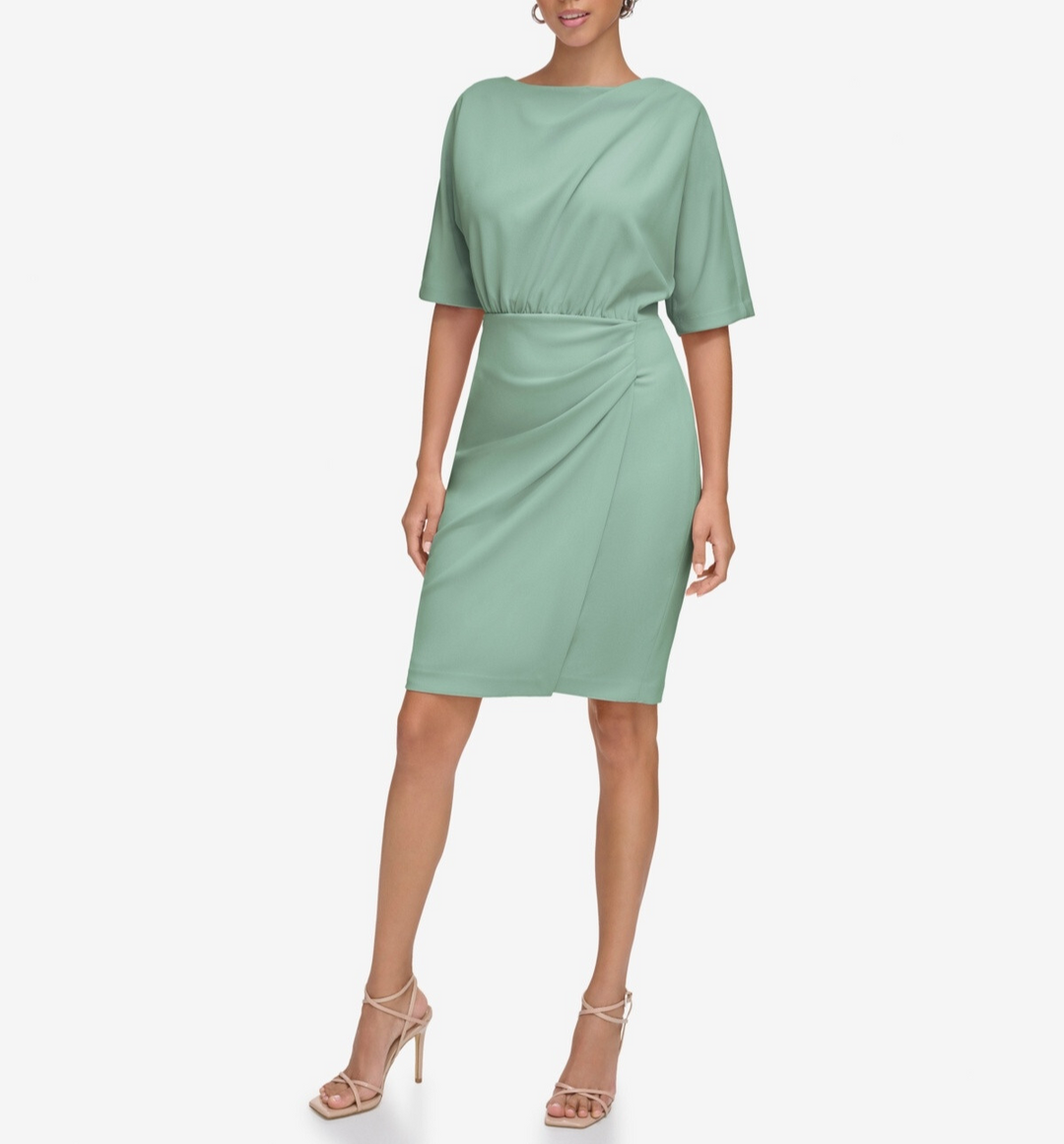 Calvin Klein Elbow-Sleeve Boat-Neck Sheath Dress MSRP $134
