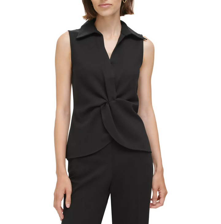 Calvin Klein Women's Sleeveless Twist-Front Top MSRP $69