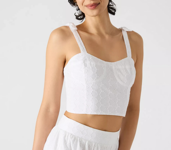 Steve Madden Embroidered Tie-Shoulder Top MSRP $69