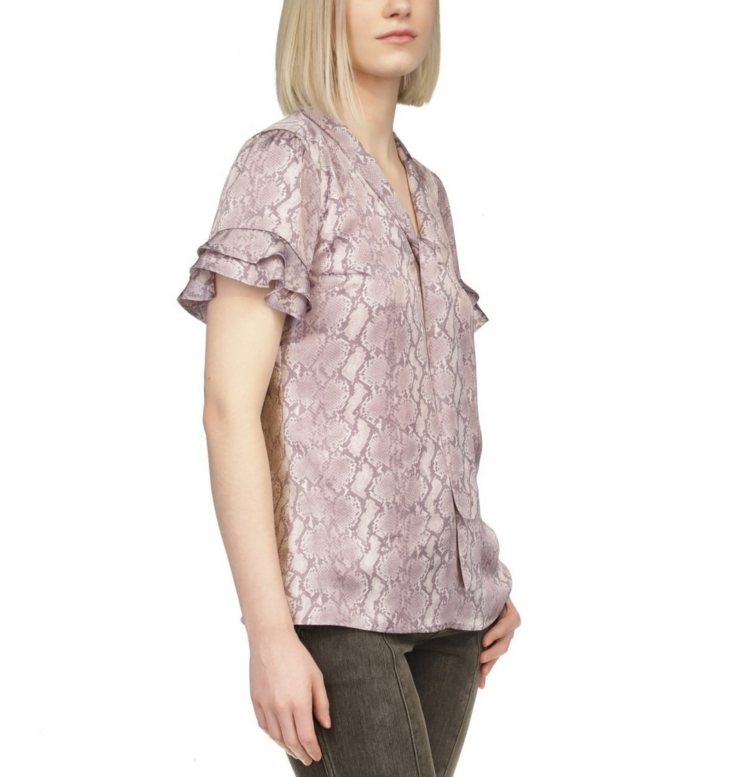 MICHAEL  Michael Kors Snake-Print Tie-Neck Top MSRP $98
