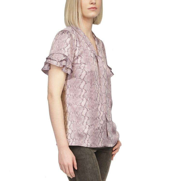 MICHAEL  Michael Kors Snake-Print Tie-Neck Top MSRP $98