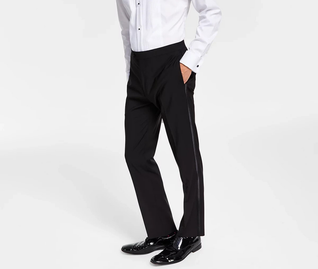 Calvin Klein Men's Slim-Fit Infinite Stretch Black Tuxedo Pants MSRP $190
