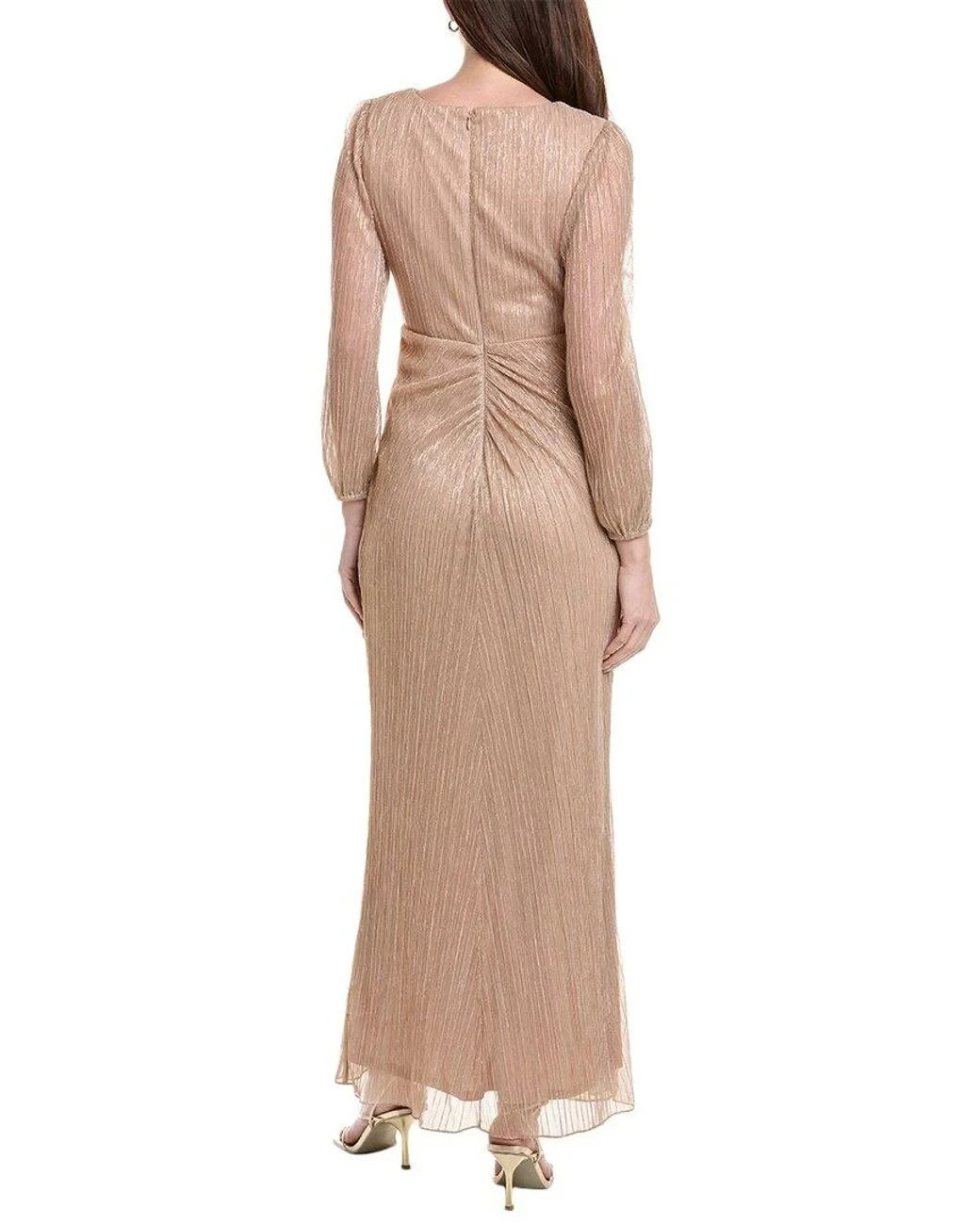 Adrianna Papell Women's Metallic Mesh Draped Gown MSRP $229