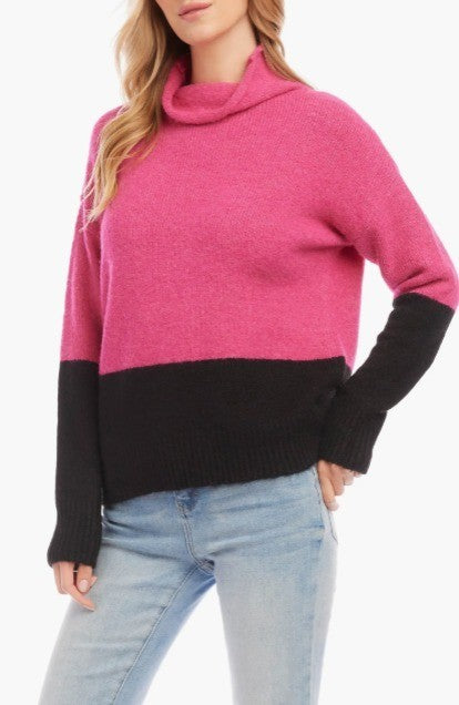 Karen Kane Colorblock Turtleneck Sweater MSRP $99