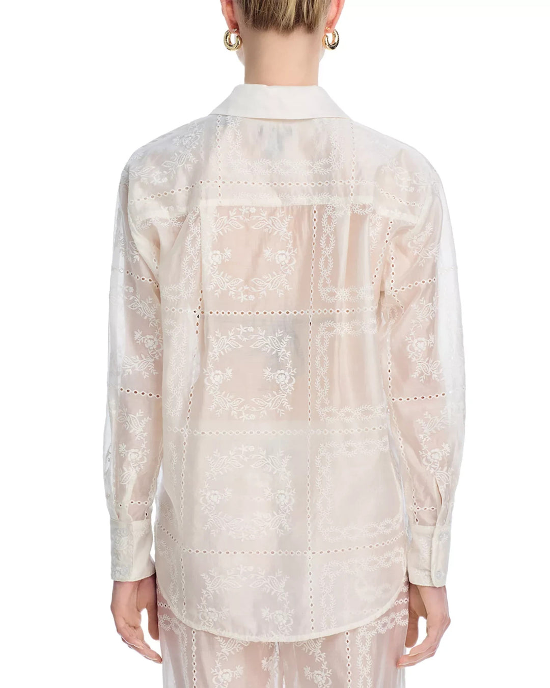 AQUA Embroidered Swim Cover-Up Shirt MSRP $88