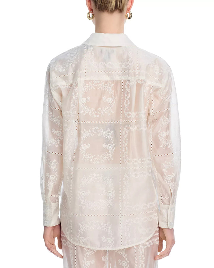 AQUA Embroidered Swim Cover-Up Shirt MSRP $88