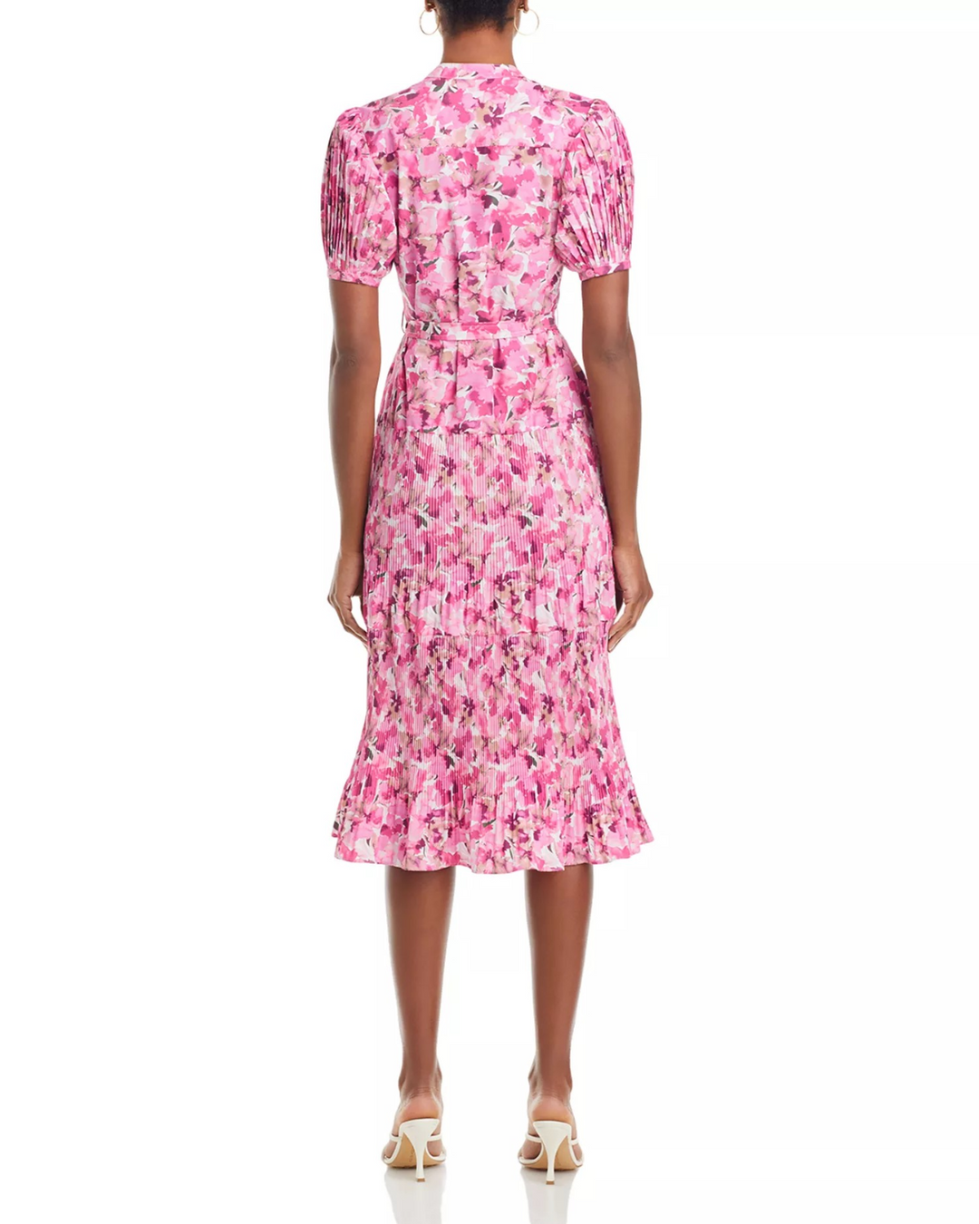 Derek Lam 10 Crosby Alexandra Printed Puff Sleeve Midi Dress MSRP $550