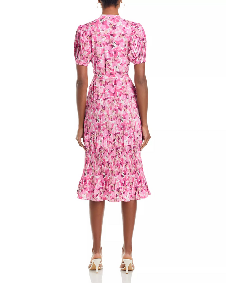 Derek Lam 10 Crosby Alexandra Printed Puff Sleeve Midi Dress MSRP $550