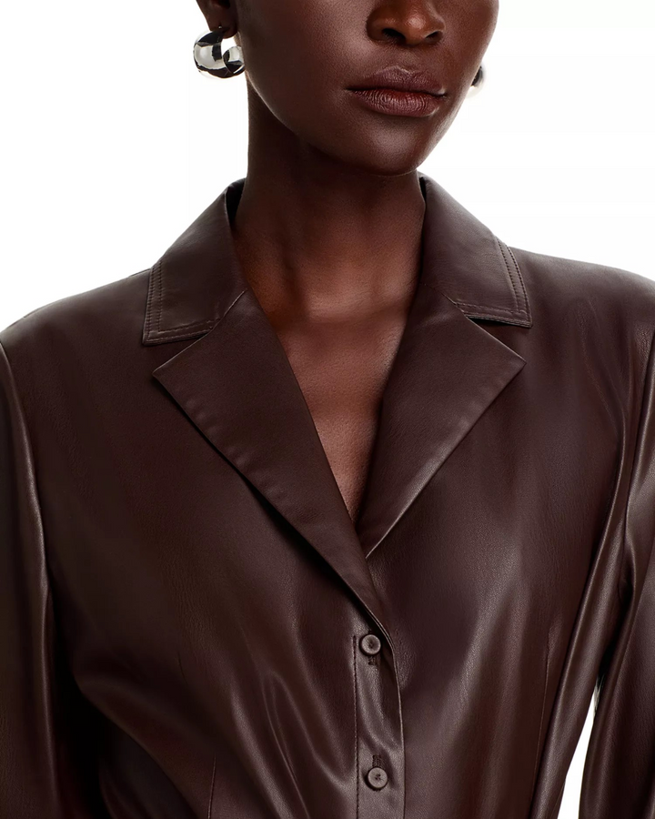 Kobi Halperin Dixie Faux Leather Shirtdress MSRP $498