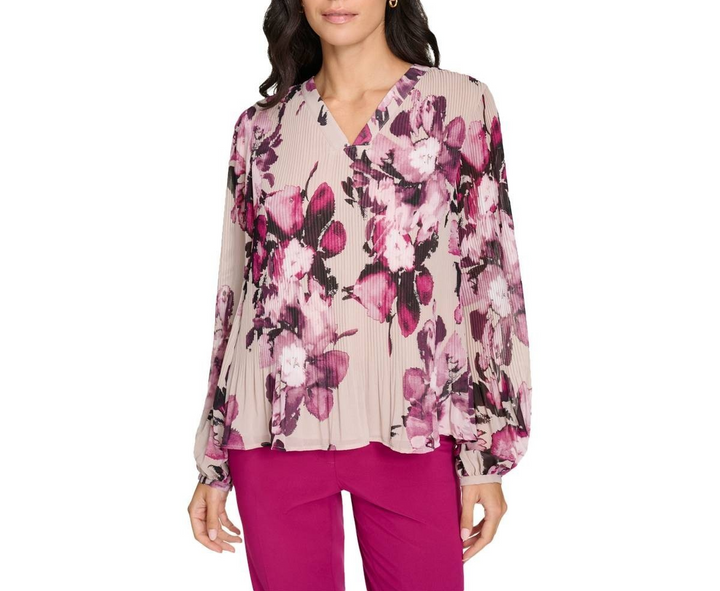 Calvin Klein Women's V-Neck Long-Sleeve Blouse  MSRP $99