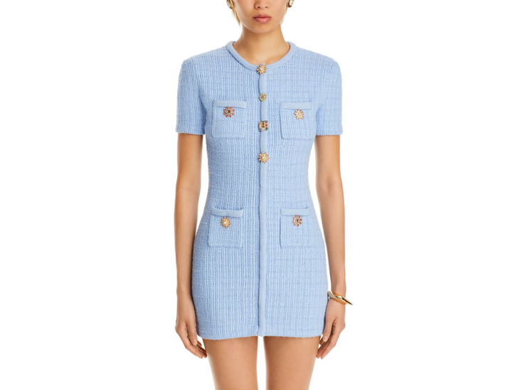 Self-Portrait Beaded Button Knit Dress MSRP $555