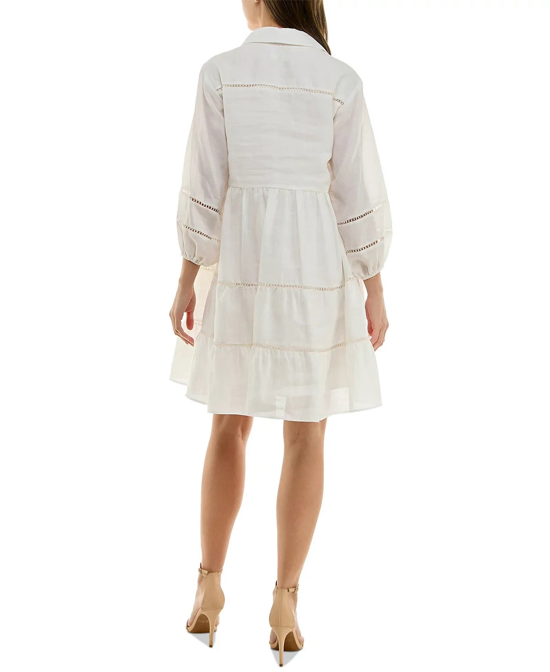 Taylor Ladder-Trim Collared A-Line Dress MSRP $128