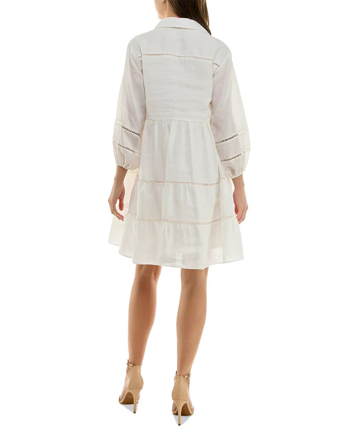 Taylor Ladder-Trim Collared A-Line Dress MSRP $128