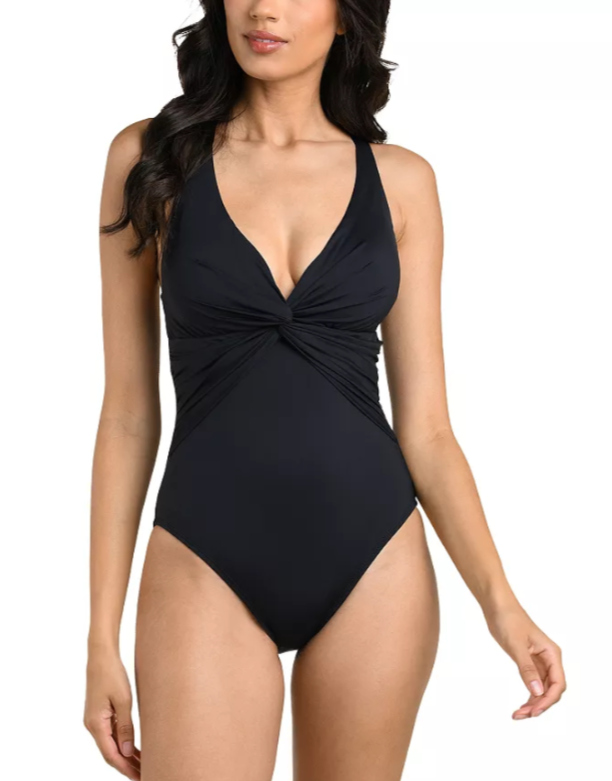 La Blanca Island Goddess Plunge One Piece Swimsuit MSRP $129