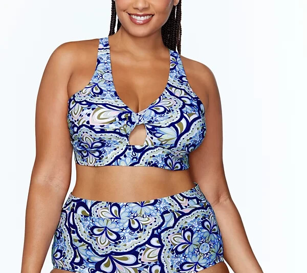 Raisins Curve Trendy Plus Size Via Keyhole Bra Bikini Top MSRP $56