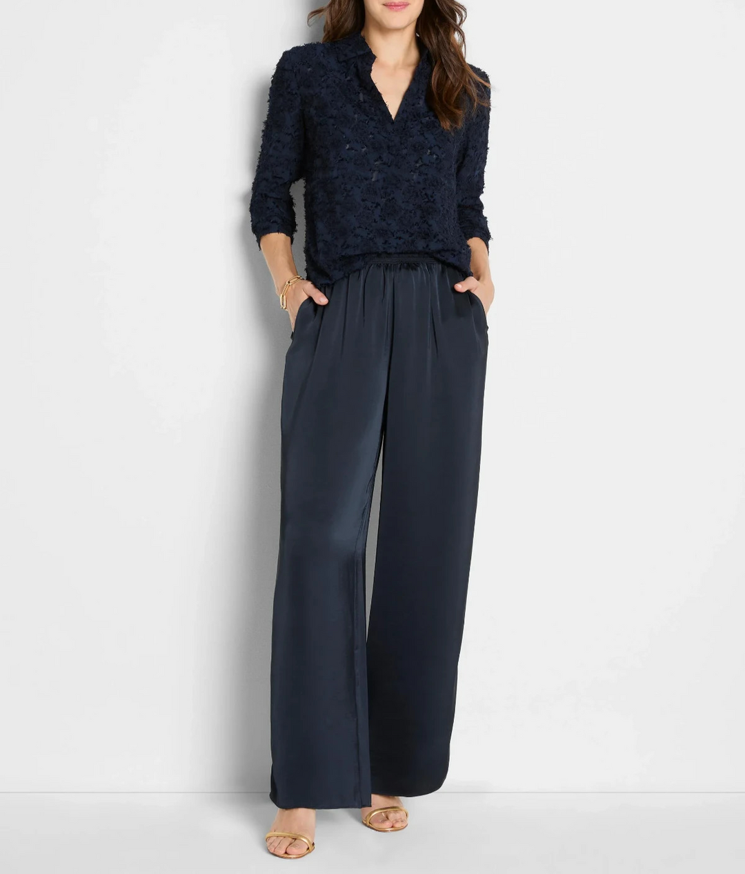 NIC+ZOE Any Occasion Clipped Jacquard Top MSRP $188