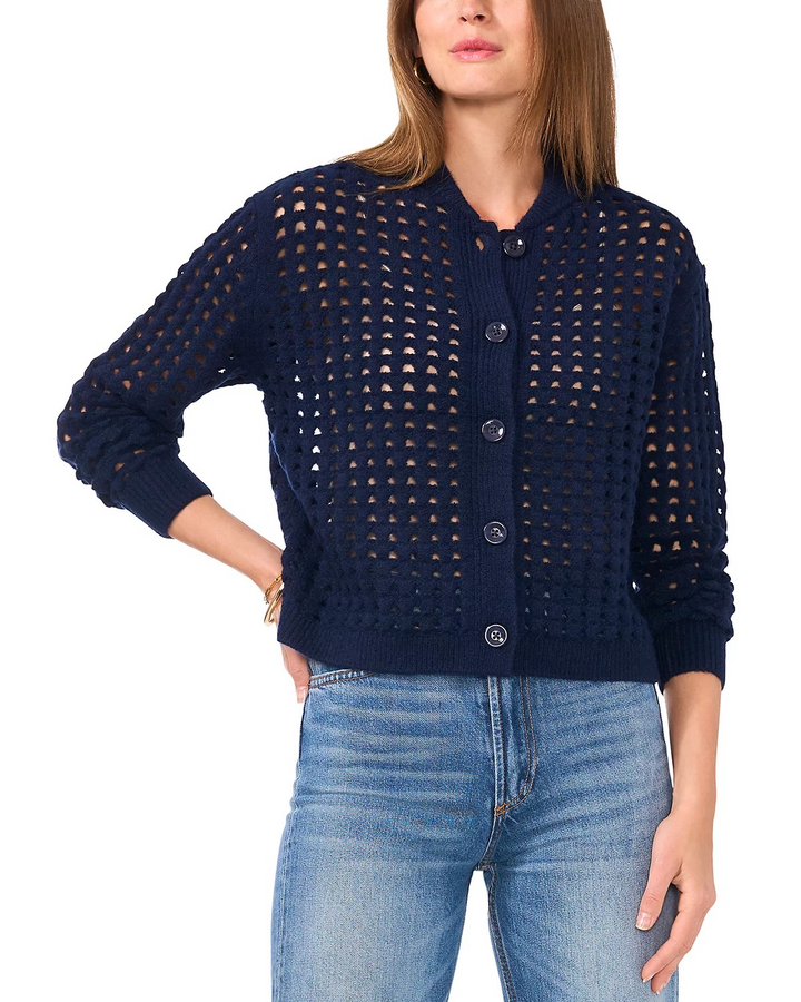 Vince Camuto Women's Long-Sleeve Pointelle Cardigan MSRP $99