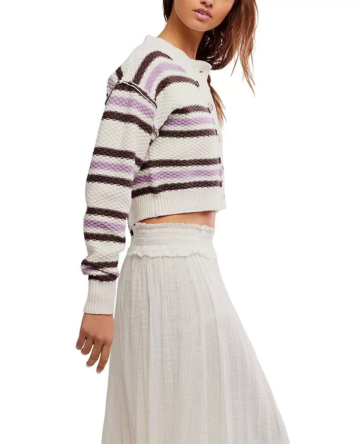 Free People Lila Striped Cardigan MSRP $108