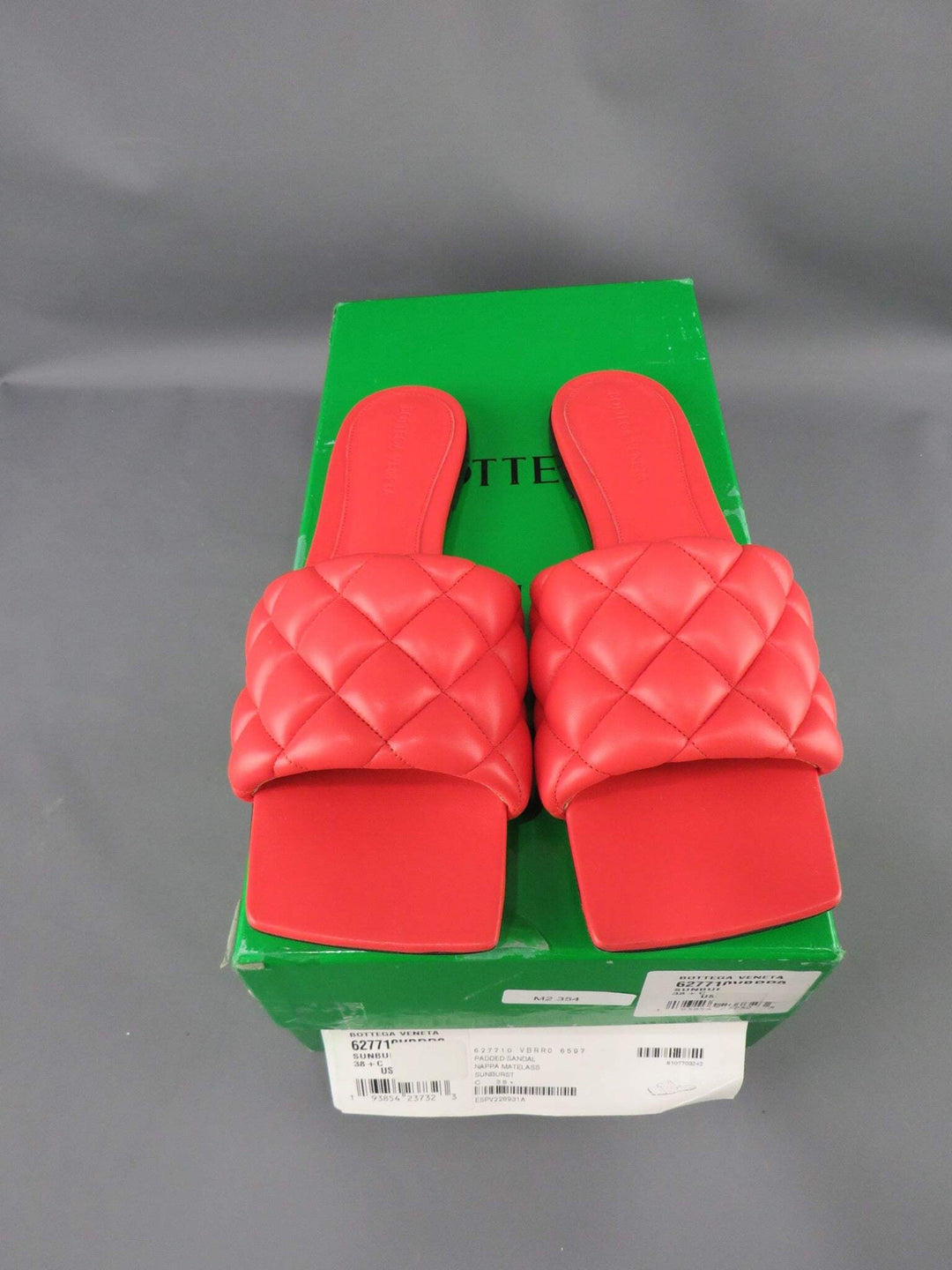 Bottega Veneta Women's Square Toe Quilted Slide Sandals M2 354